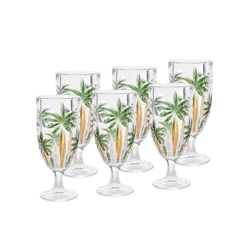 Conjunto 6 Copos Altos 360ml Palm Tree Handpaint