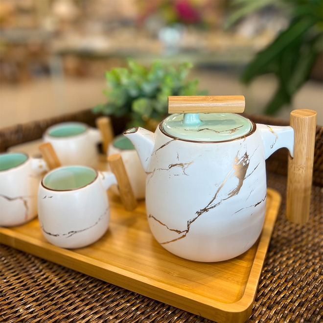 Jogo de Chá em Cerâmica Branco